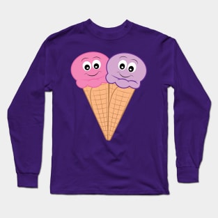 Strawberry & Black Raspberry Ice Cream Heart Long Sleeve T-Shirt